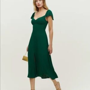 Reformation Baxley Dress Emerald